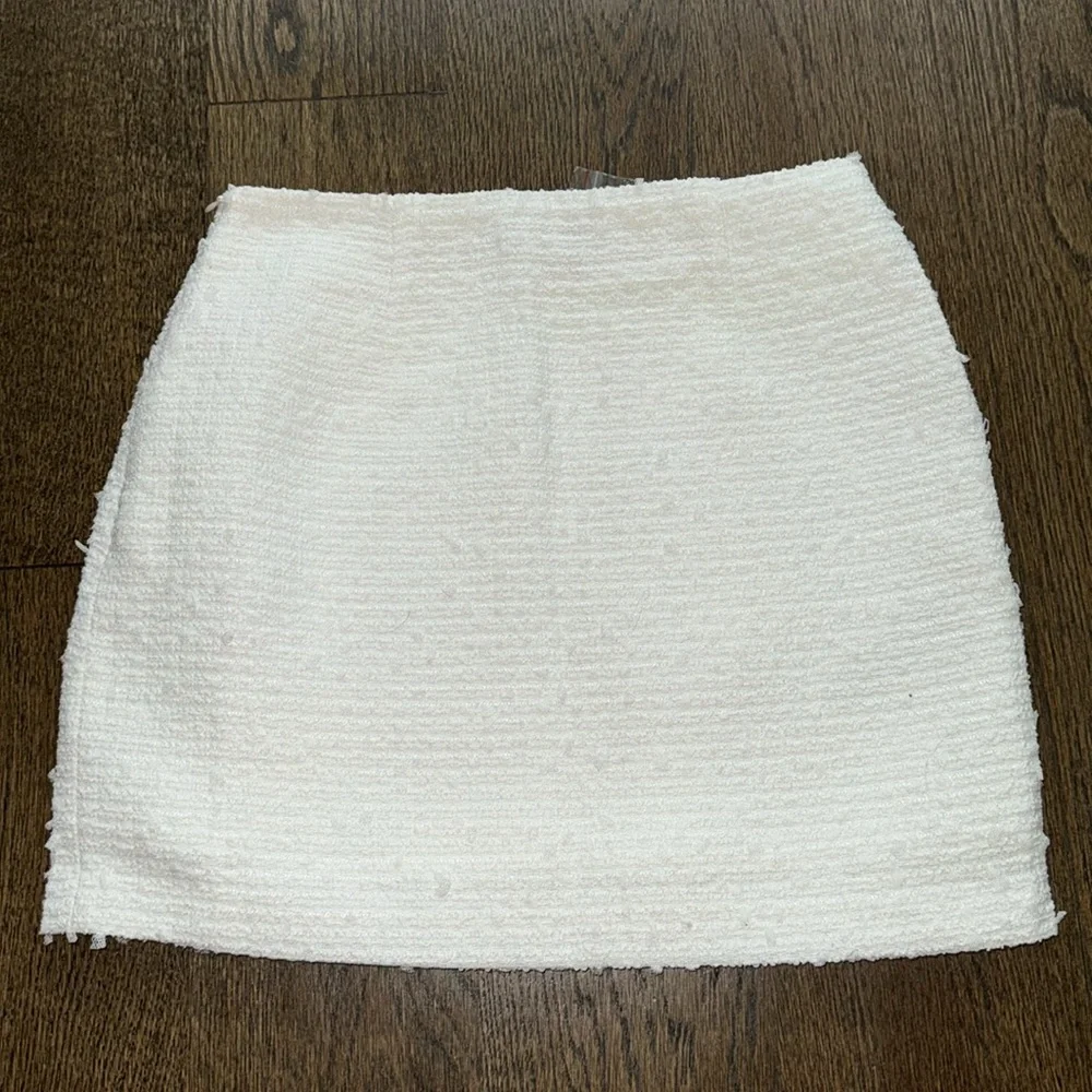 Endless Rose White Tweed Gold Button Mini Skirt - Picture 7 of 8